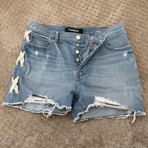Express lace up jean shorts